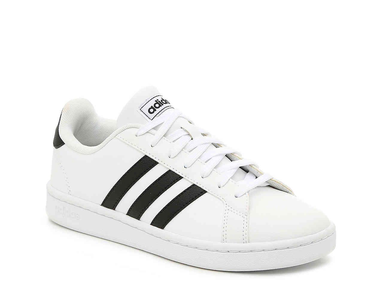 adidas Leather Grand Court Sneaker in White/Black (White) - Lyst