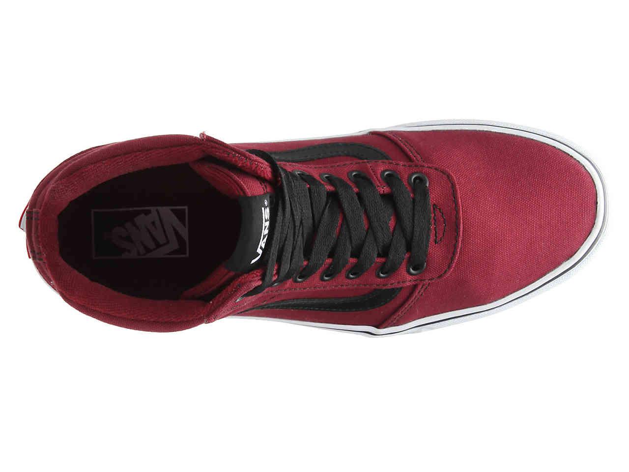burgundy check vans