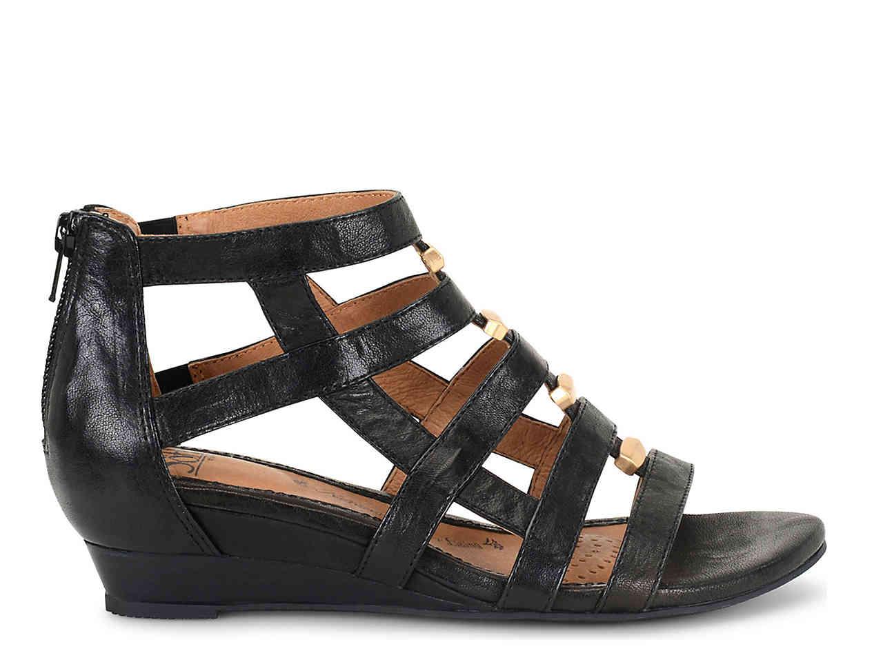 SÃ¶fft Rio Wedge Leather Sandal in Black Leather (Black) - Save 61% - Lyst