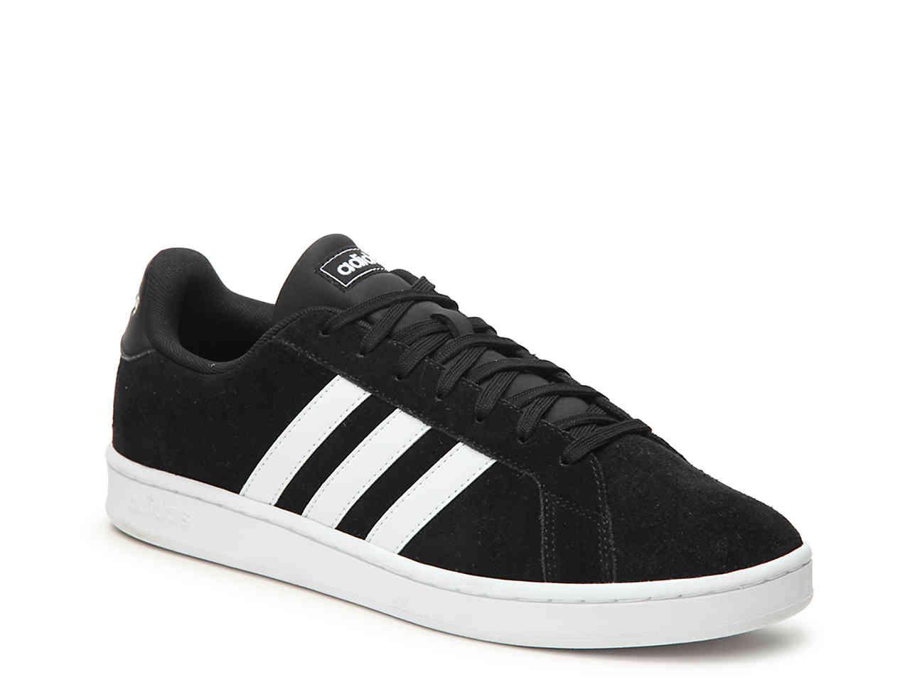 adidas Suede Grand Court Sneaker in Black/White (Black) for Men | Lyst