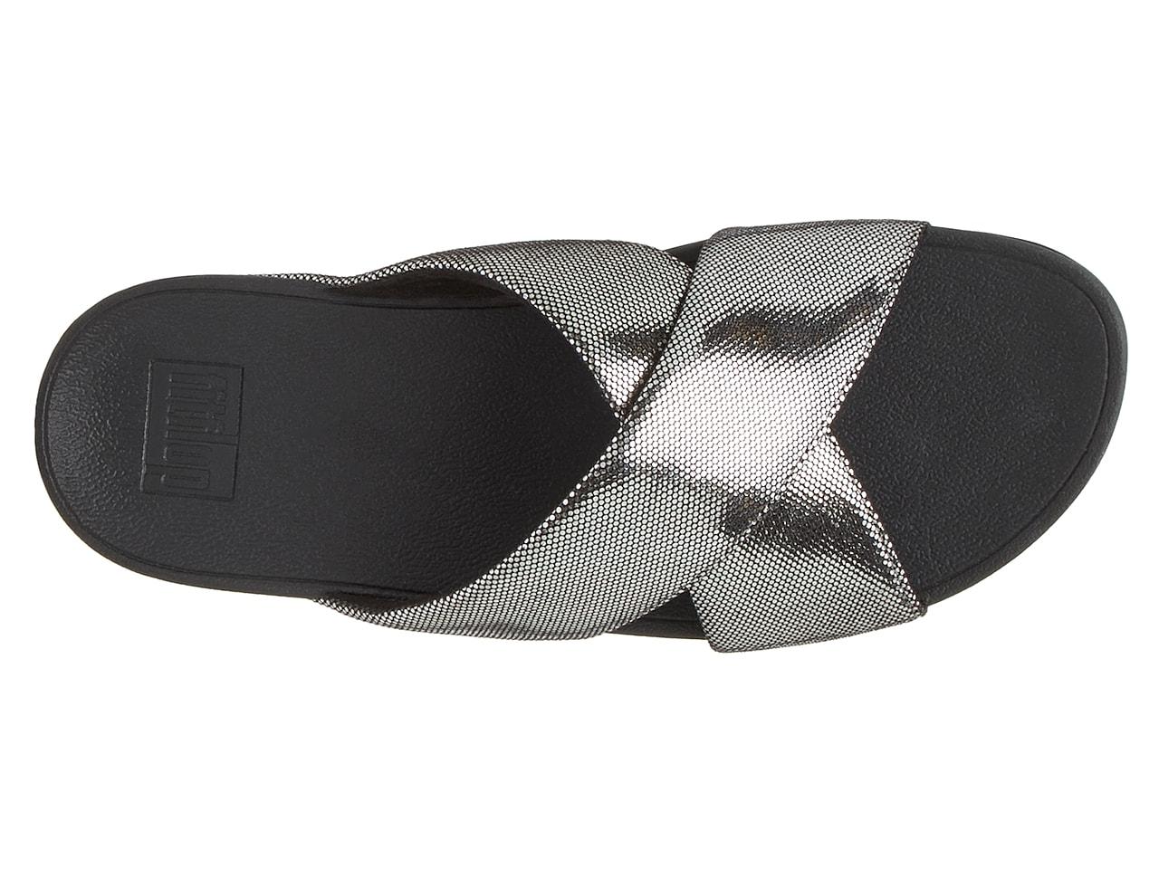 Fitflop Lulu Shimmer Wedge Sandal in Black Lyst