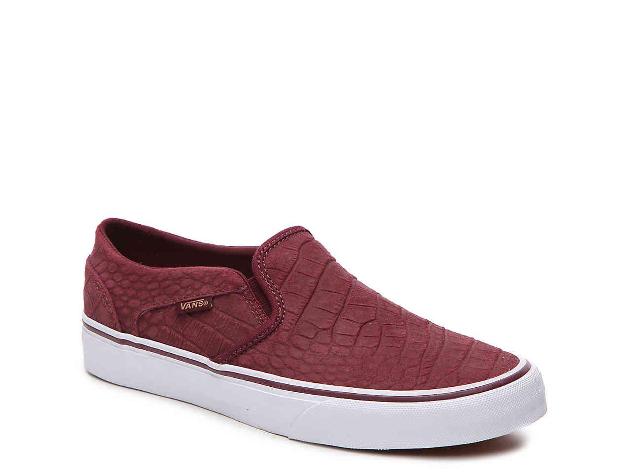 Vans Asher Croc Slip-on Sneaker in Red | Lyst