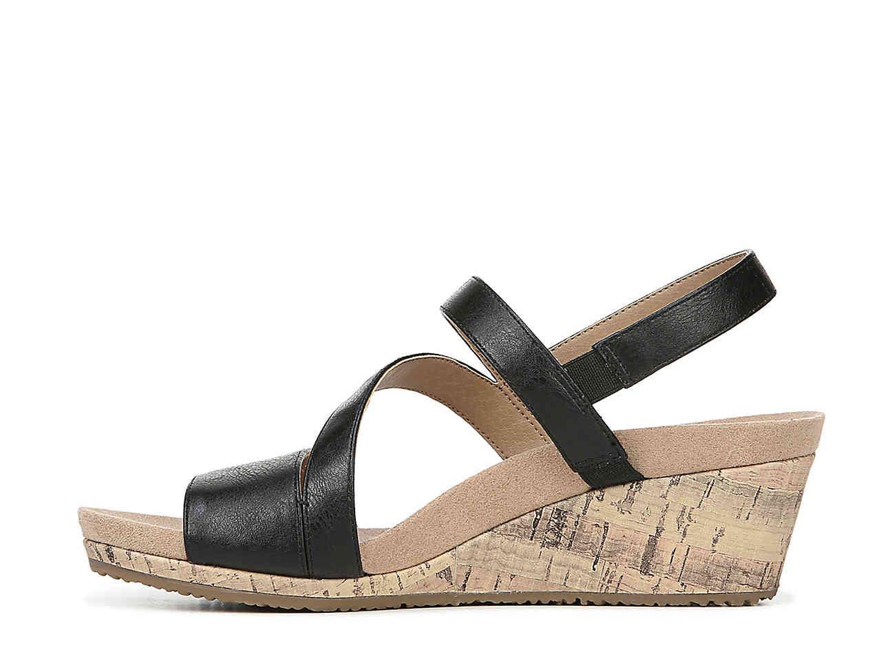 LifeStride Leather Milly Wedge Sandal in Black Lyst