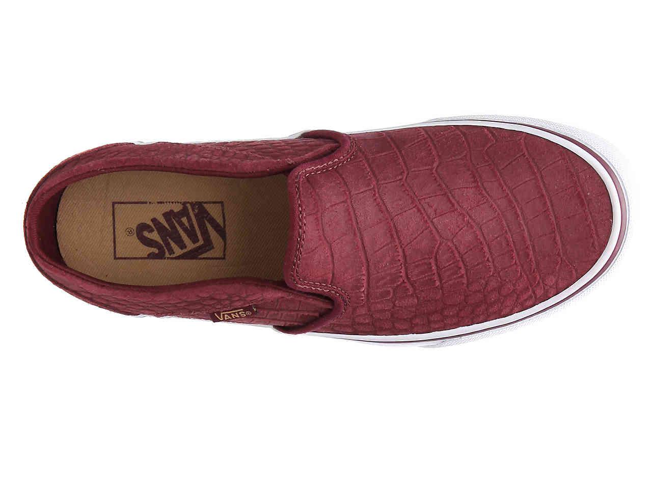 Vans Synthetic Asher Croc Slip-on Sneaker in Burgundy (Red) | Lyst