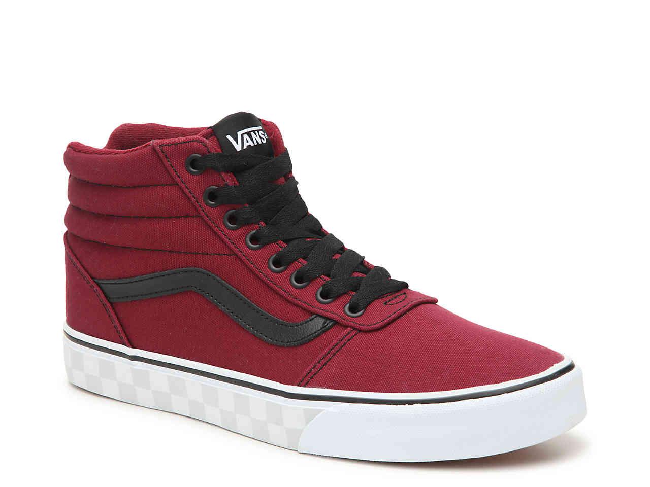 Vans Canvas Ward Check Hightop Sneaker in Burgundy (Red) for Men Lyst