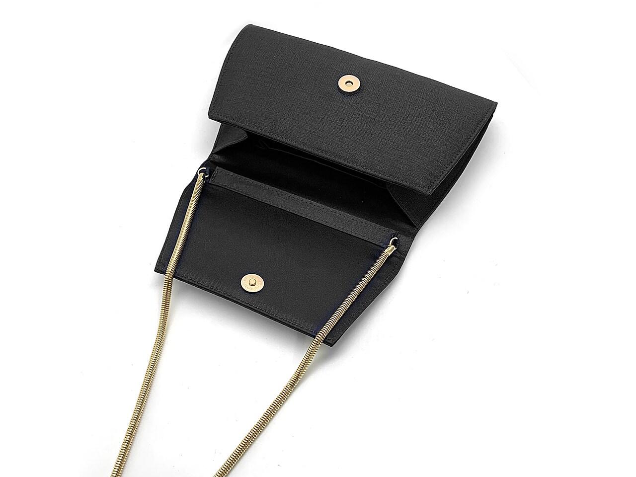 La Regale Metallic Shimmer Clutch Bag w/Chain Shoulder Strap Purse Rose  Gold 