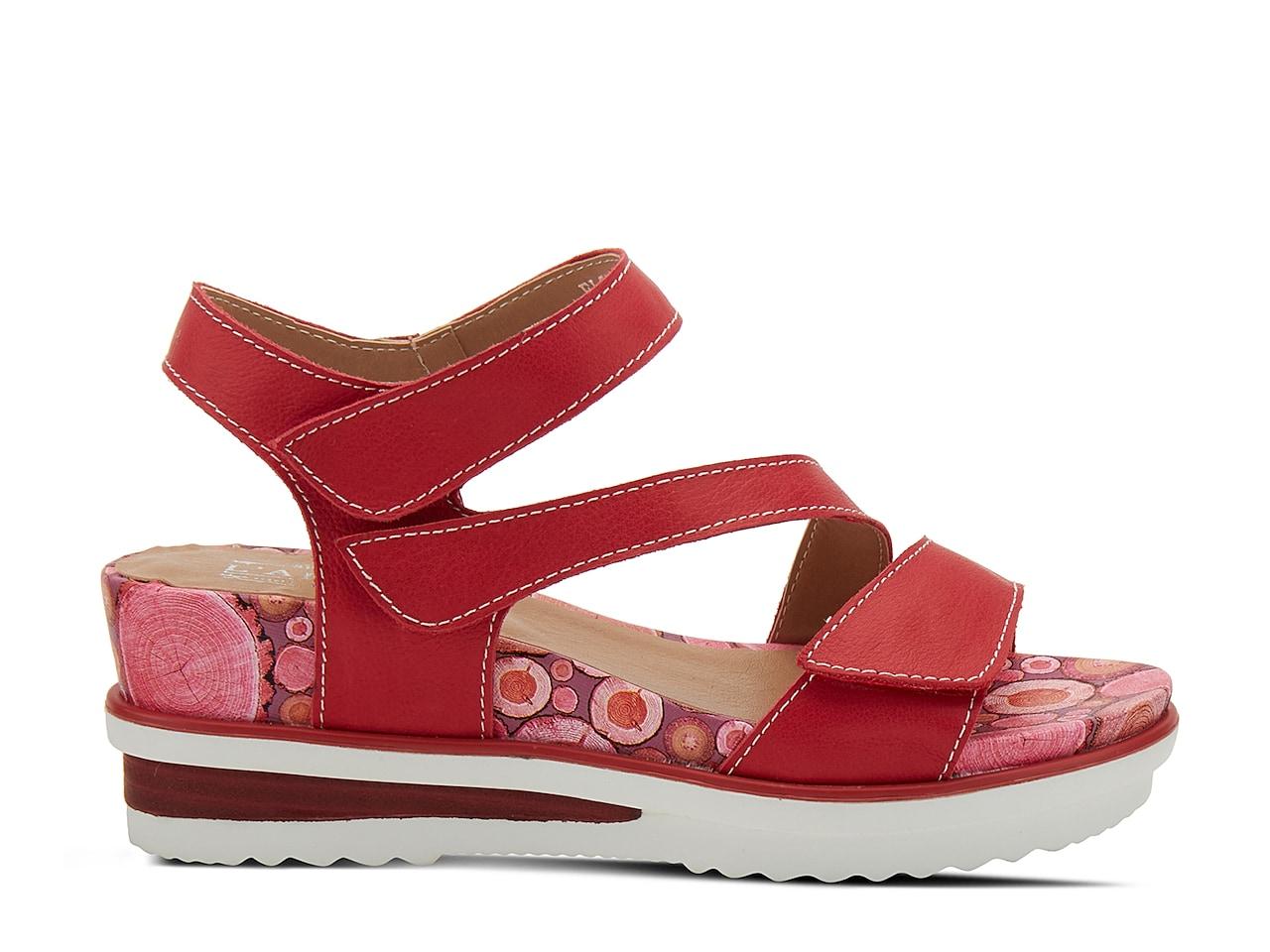 Spring Step Leather Elona Wedge Sandal in Red - Lyst