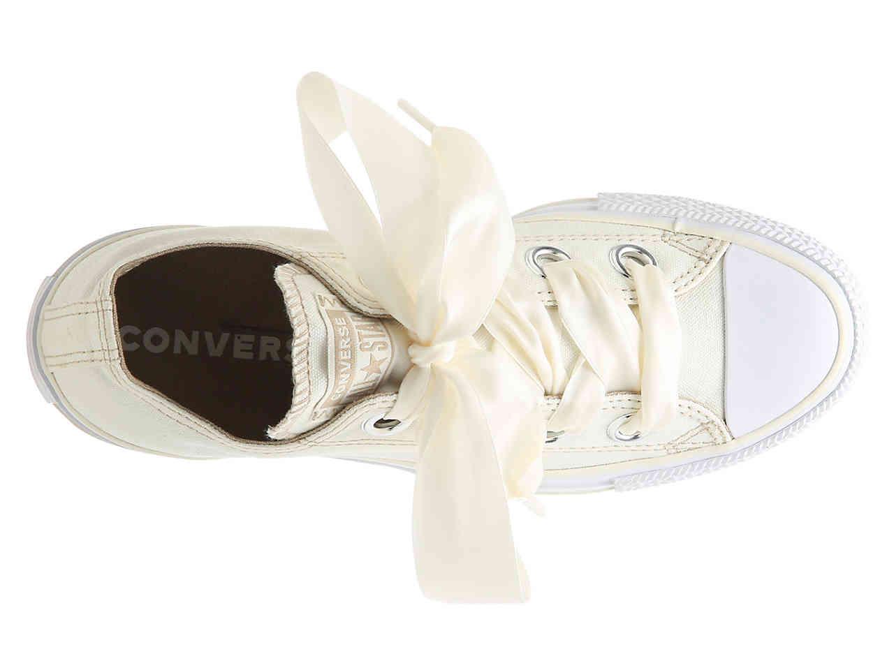 Converse Satin Chuck Taylor All Star Egret Ribbon Sneaker in White | Lyst