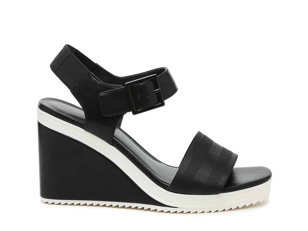 tommy hilfiger black wedge sandals