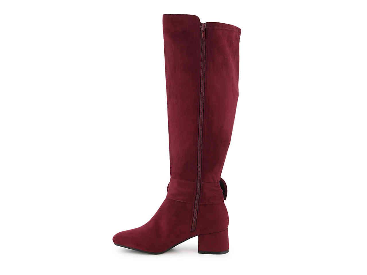 burgundy wide calf over the knee boots