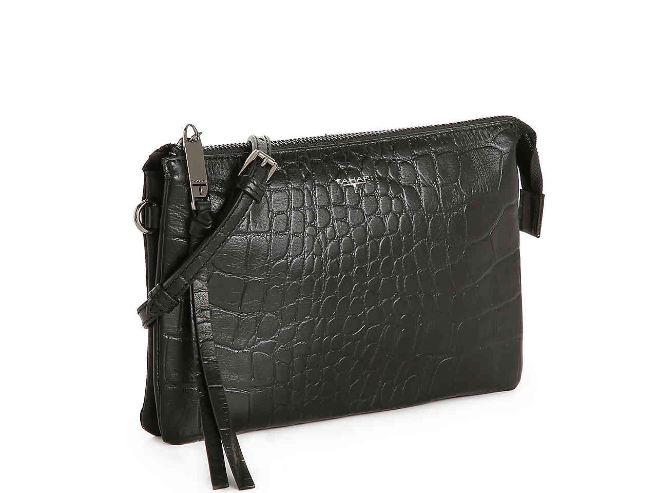 Tahari Heather Leather Crossbody Bag in Black - Lyst