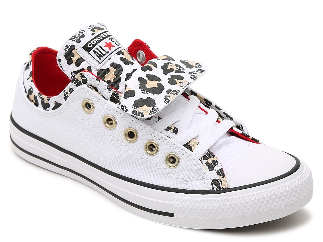Converse Canvas Chuck Taylor All Star Double Tongue Sneaker in White/Black/Red  Leopard Print (White) | Lyst
