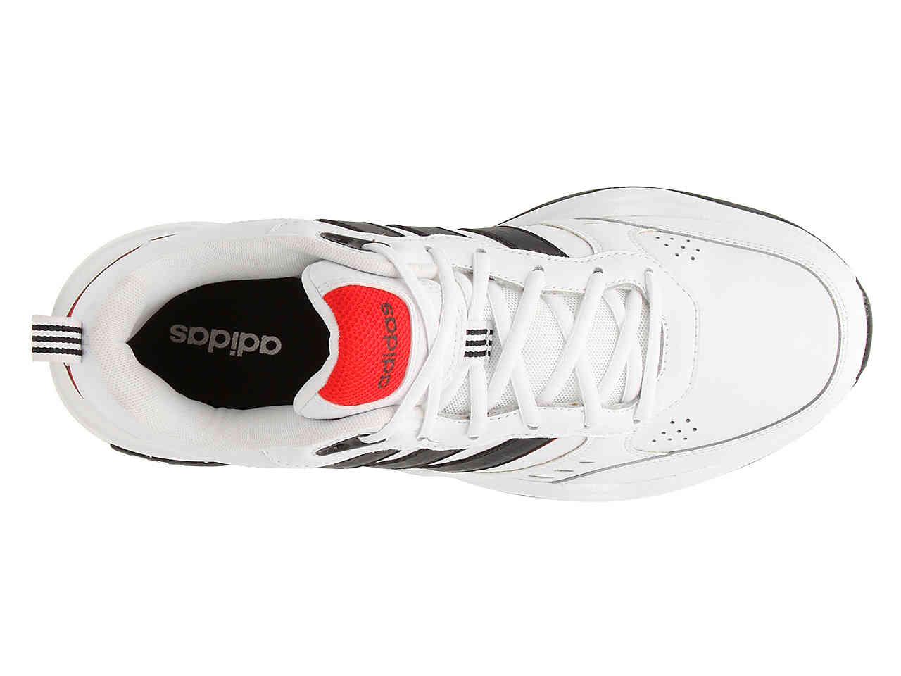 adidas Leather Strutter Training Shoe in White/Red/Black (White) for ...