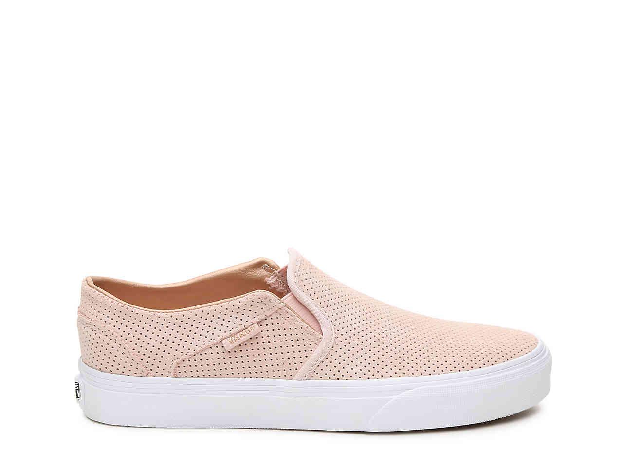 Vans Asher Perforated Slip-on Sneaker in Pink | Lyst