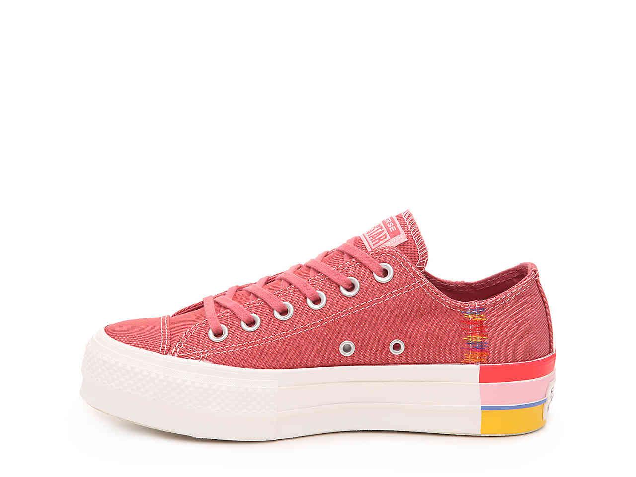 Converse Canvas Chuck Taylor All Star Rainbow Platform Low Top in Antique Pink (Pink) - Save 19% 