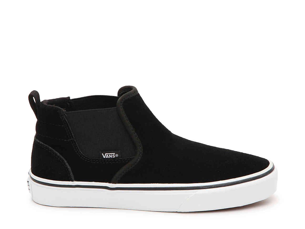 Vans Asher Mid-top Slip-on Sneaker in Black | Lyst