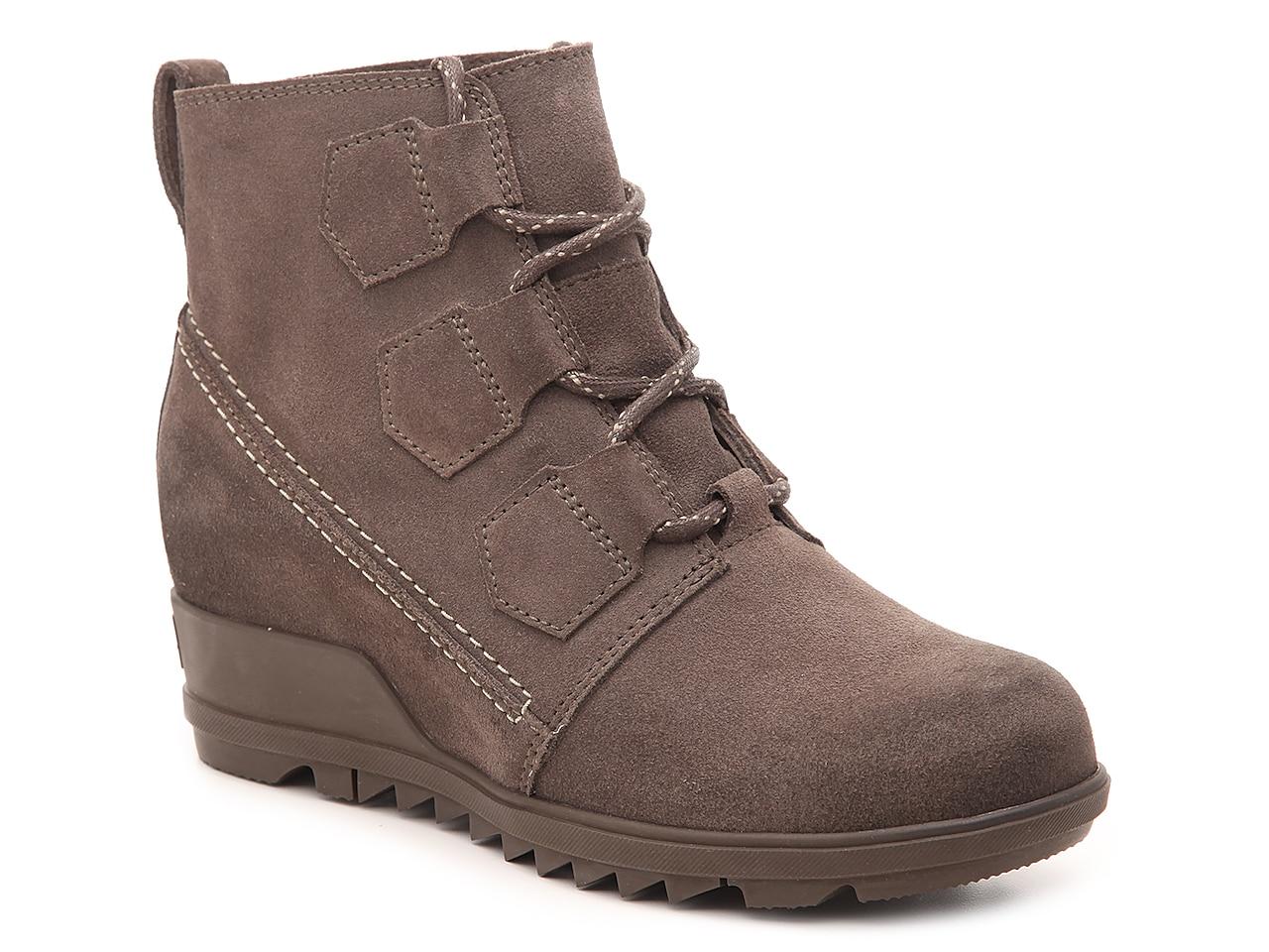 Sorel Suede Evie Wedge Bootie in Grey (Gray) Lyst