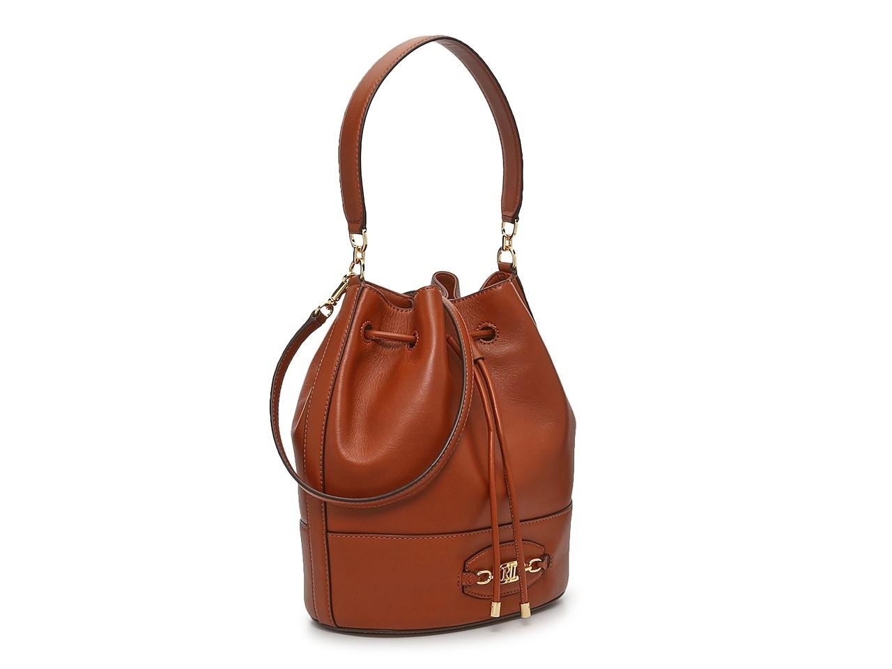 Lauren by Ralph Lauren Andie 25 Leather Bucket Bag in Brown | Lyst
