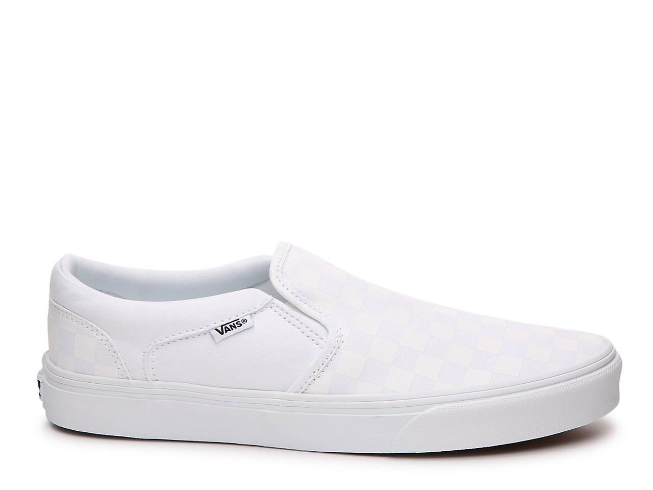 Vans Canvas Asher Checkered Slip-on Sneaker in White for Men - Lyst