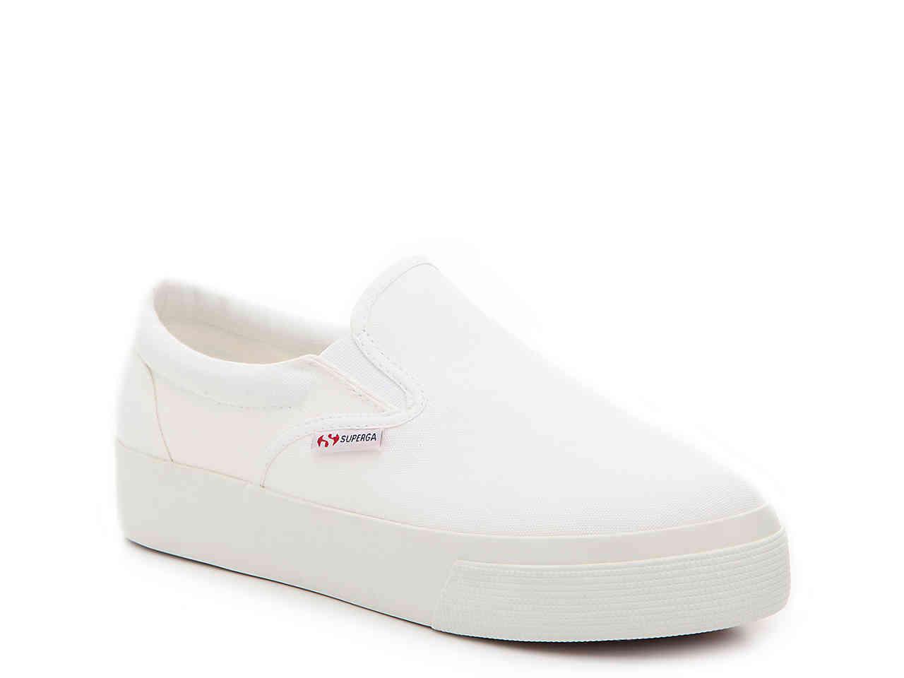 white platform slip on sneakers
