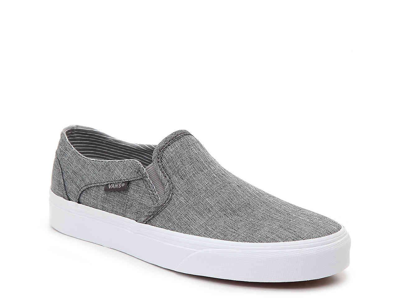 Vans Canvas Asher Slip-on Sneaker in Grey (Gray) | Lyst