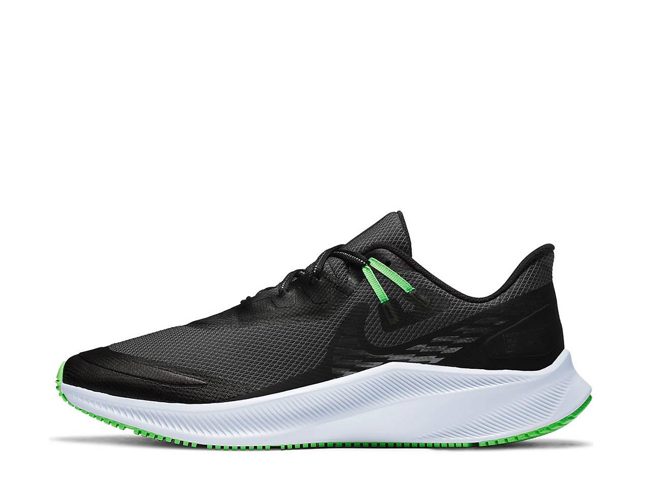 Nike Synthetic Quest 3 Shield Running Shoe in Black/Green (Black) for ...