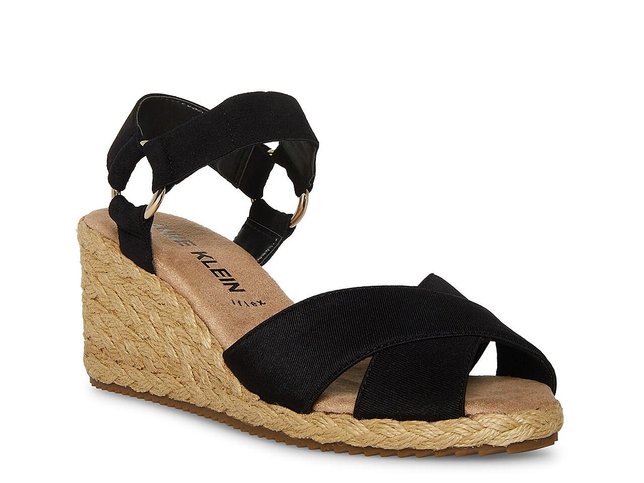 Anne Klein Ellis Wedge Sandal in Black Lyst