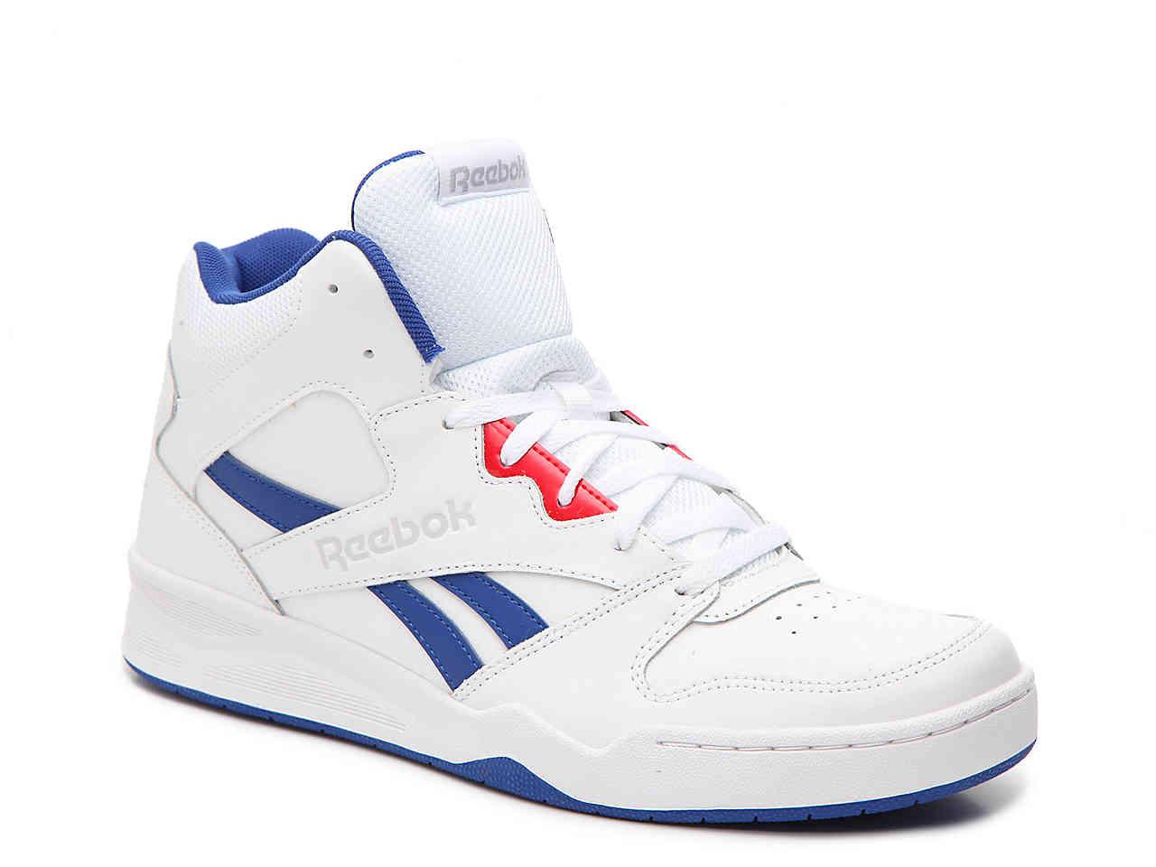 Reebok Leather Royal High-top Sneaker in White/Red/Blue (Blue) for Men ...
