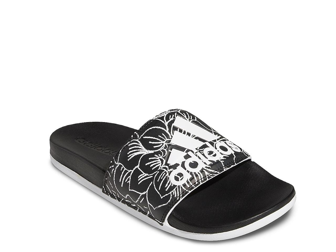 adidas Synthetic Adilette Cf Slide Sandal in Black/White Floral Print (Black)  | Lyst