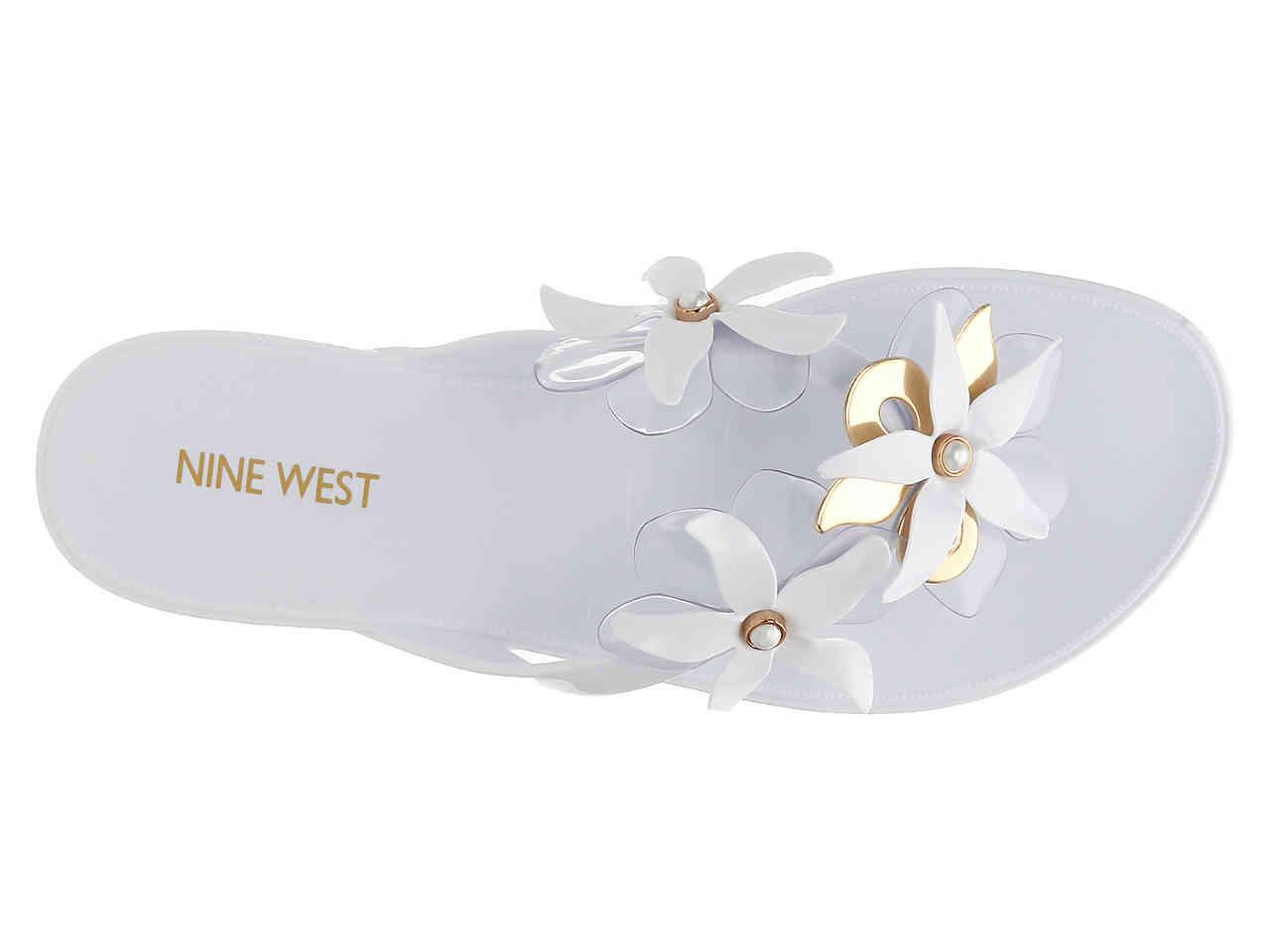 nine west mahogany jelly flat sandal