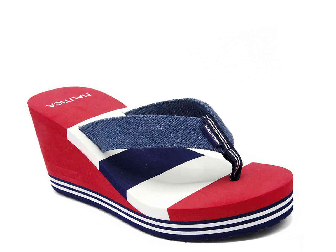 nautica wedge flip flops