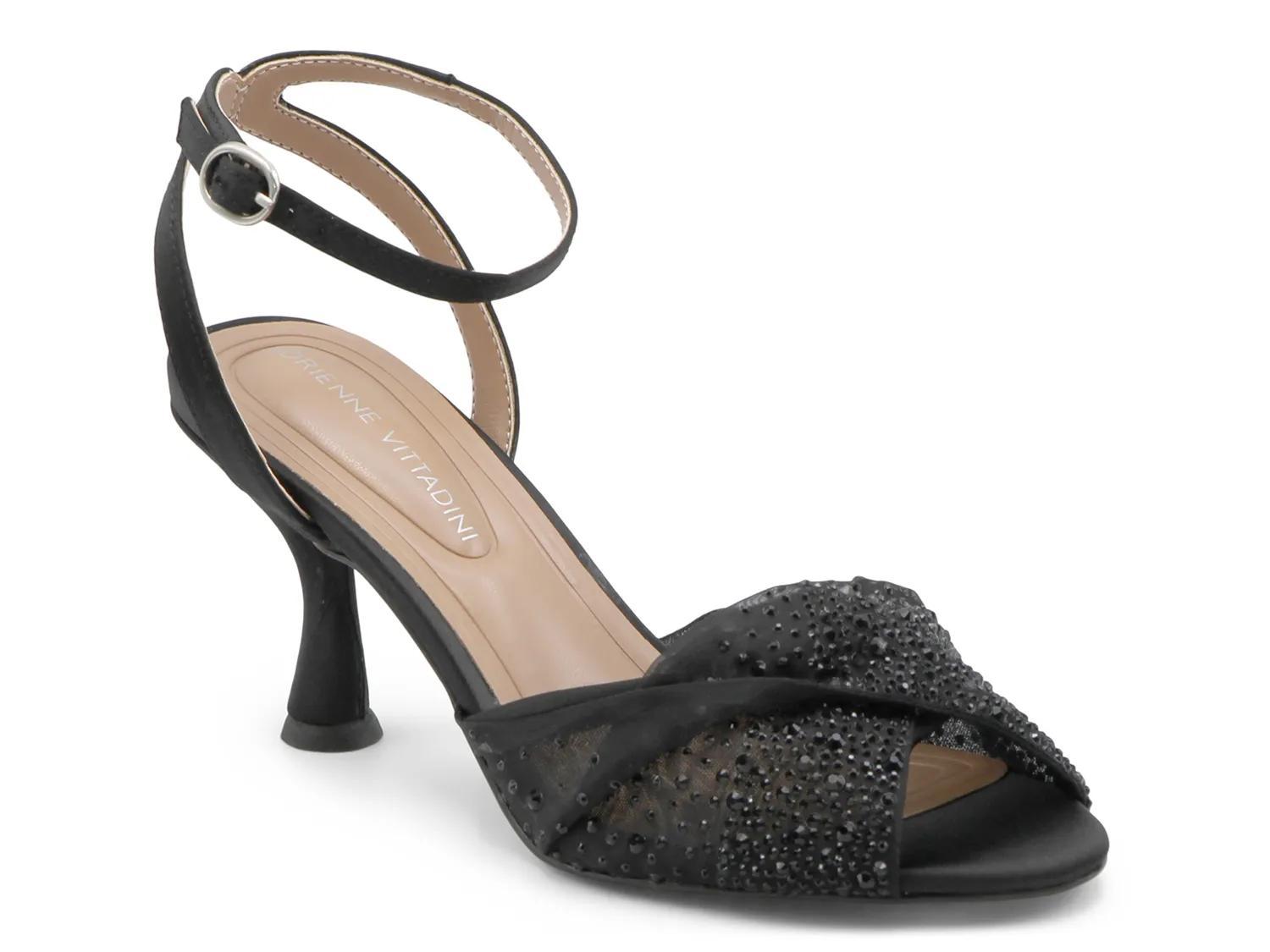 Sandales Compensées Adrienne Vittadini ALBY - Cuir Daim Noir Découpé Laser - Taille 7.5 US (38 FR) - Neuf En Boîte