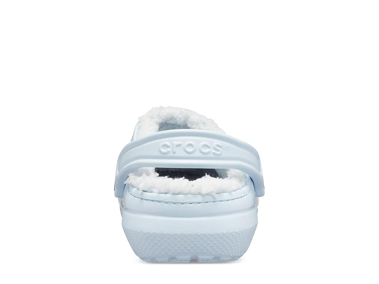 light blue fur crocs
