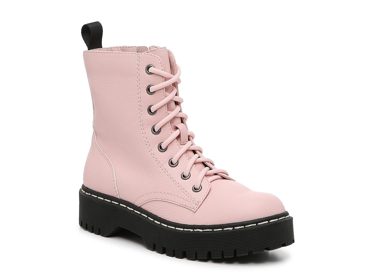 light pink combat boots