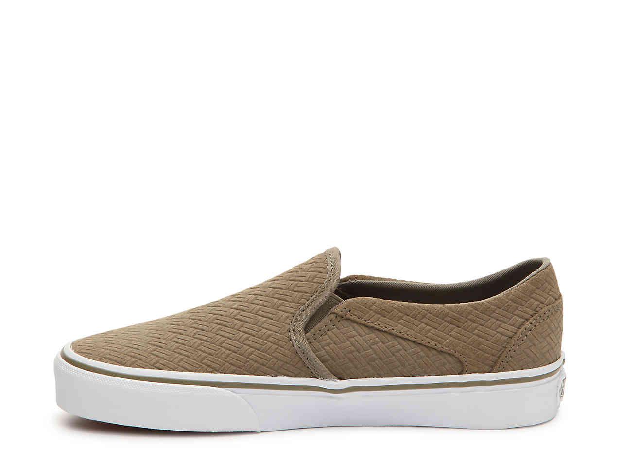 olive green vans slip ons