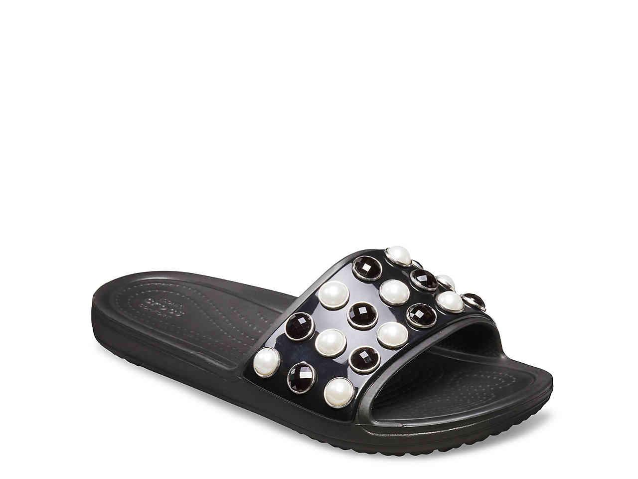 Crocs™ Sloane Timeless Pearl Slide Sandal in Black | Lyst