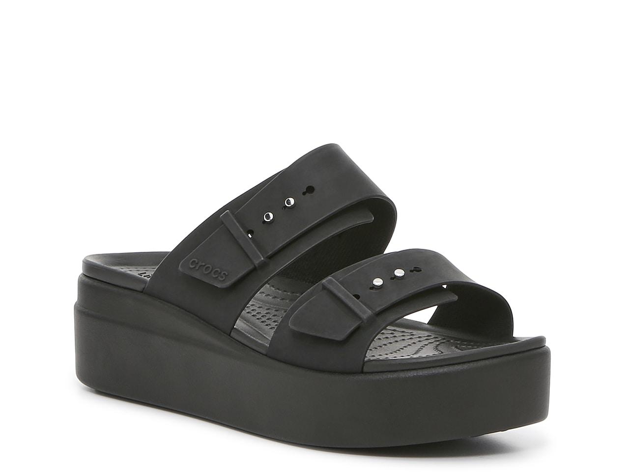Crocs™ Brooklyn Low Wedge Sandal in Black | Lyst