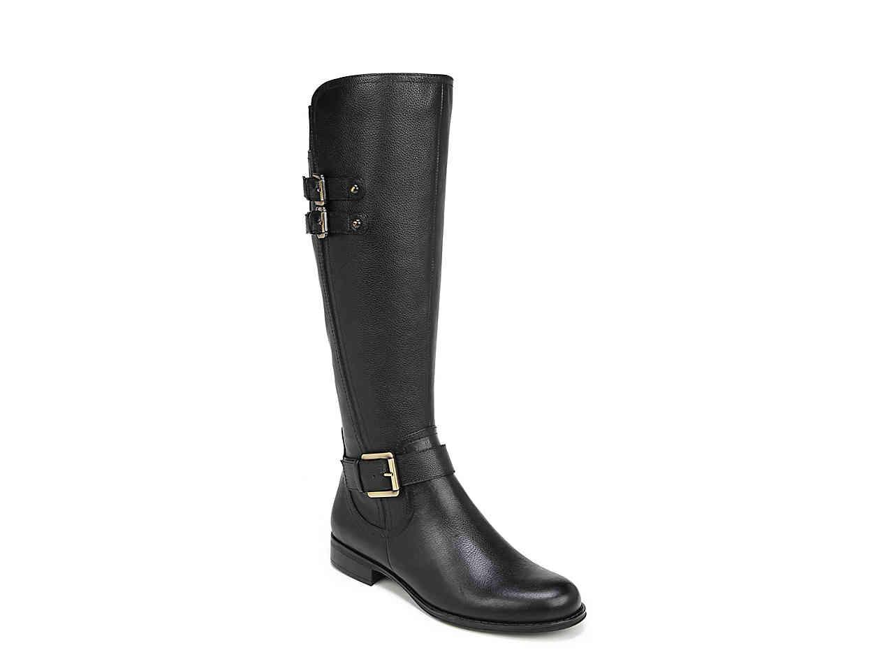 black wide calf riding boot