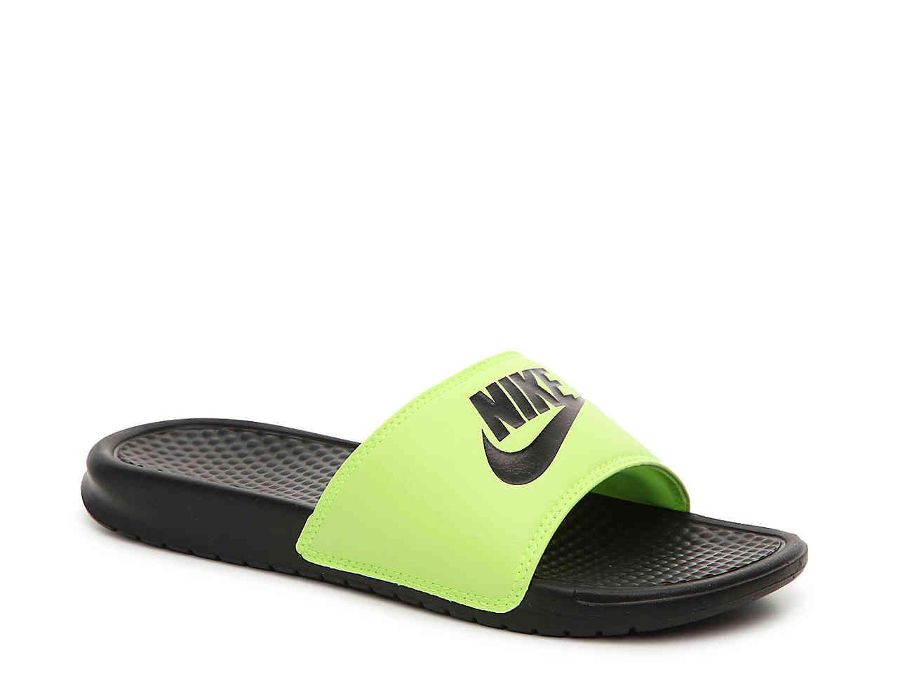 neon green nike sandals