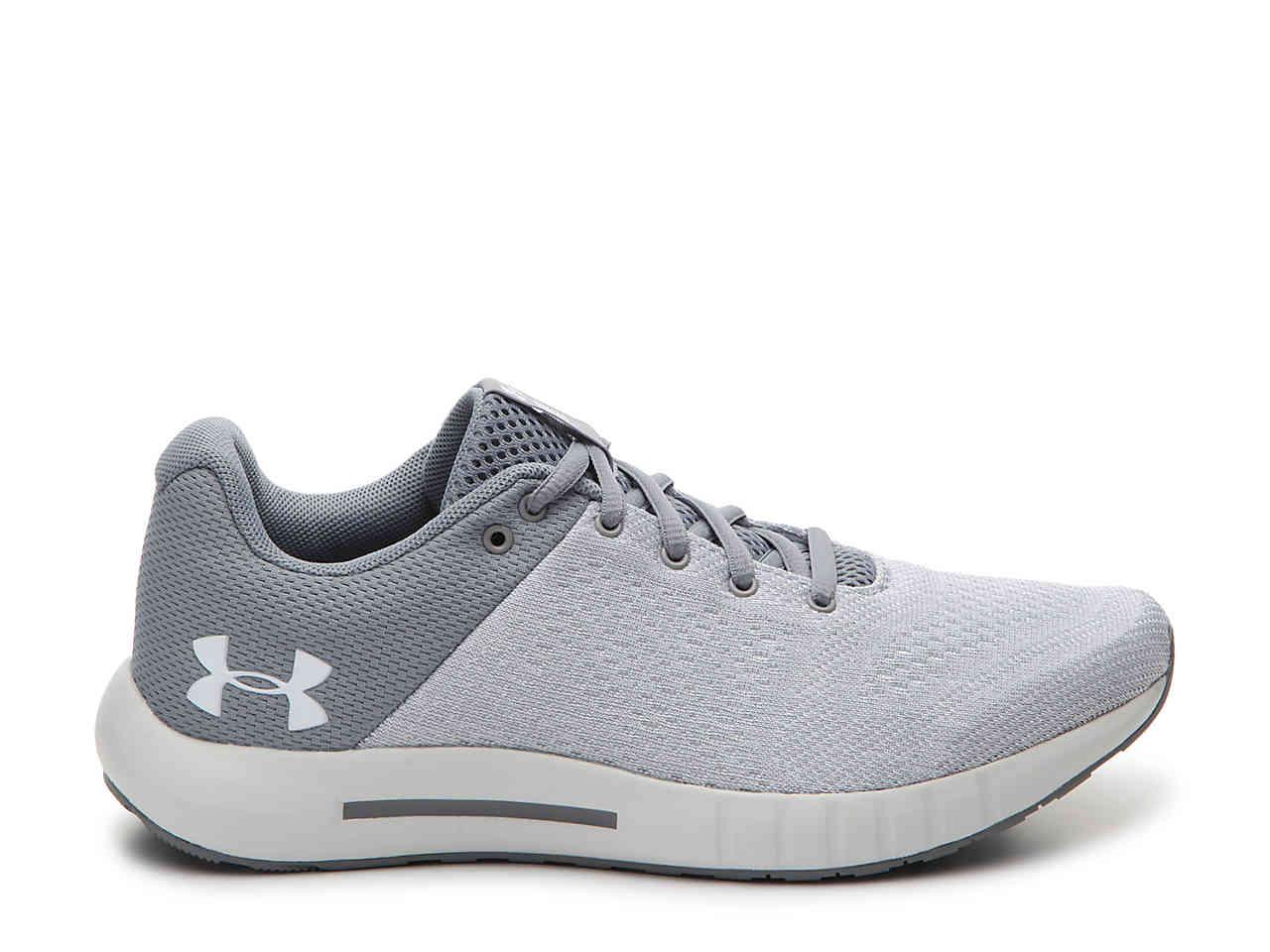 Under Armour Rubber Micro G Pursuit Lightweight Running Shoe in Grey