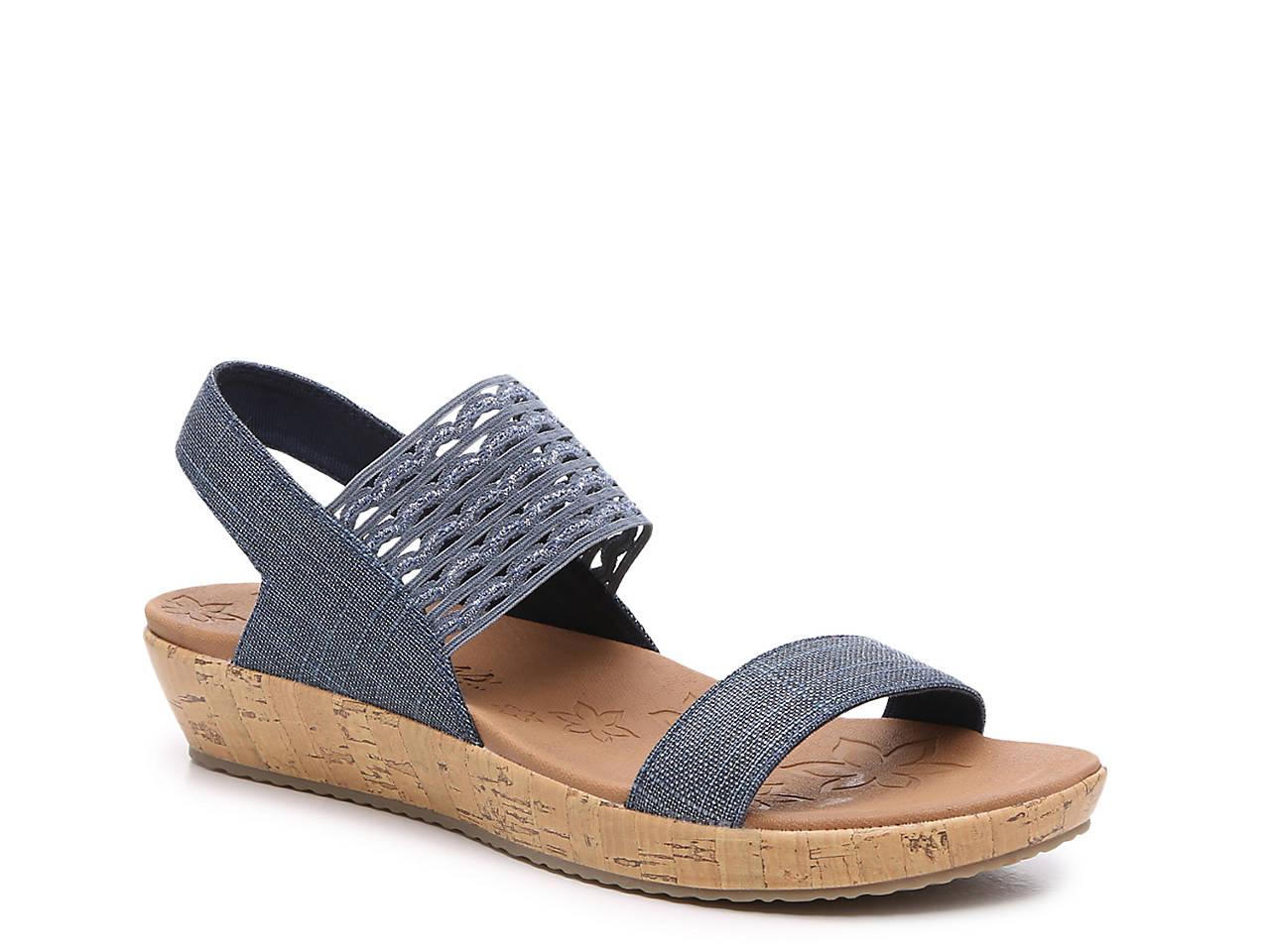 skechers navy wedge sandals