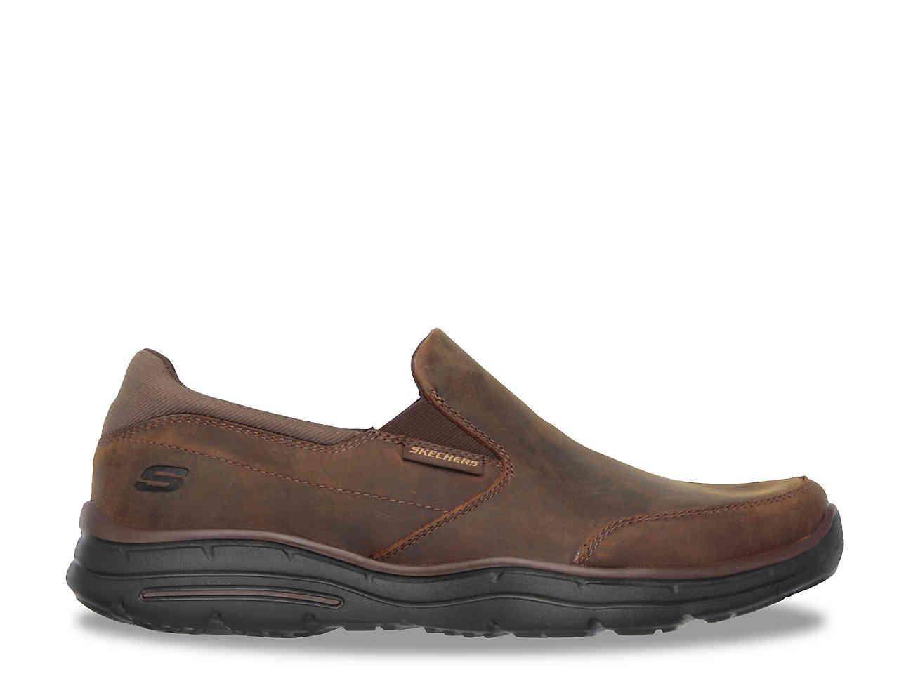 Skechers Leather Relaxed Fit Glides Calculous Slip-on in Brown for Men |  Lyst