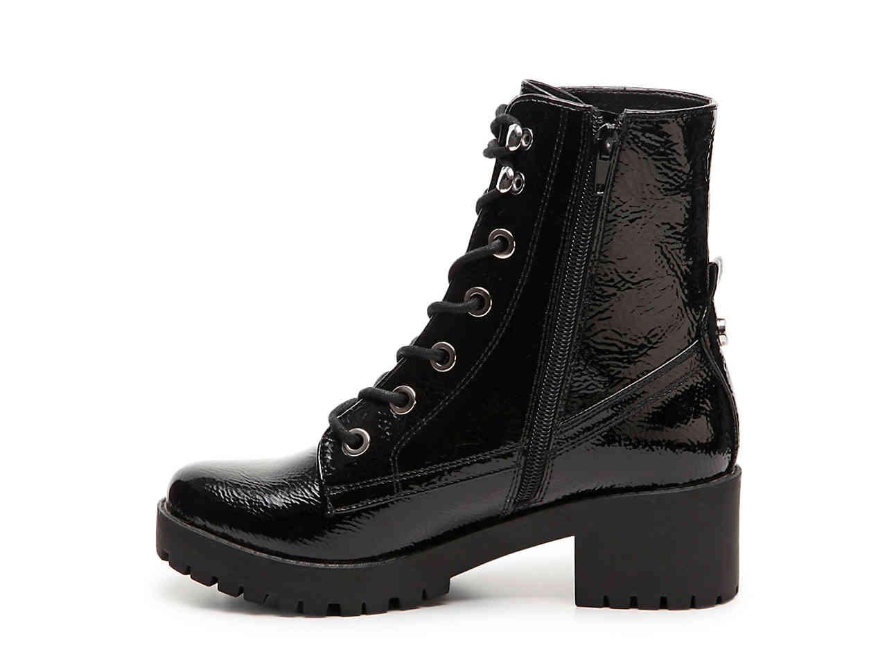 Leather Georgie Combat Boot in Black 