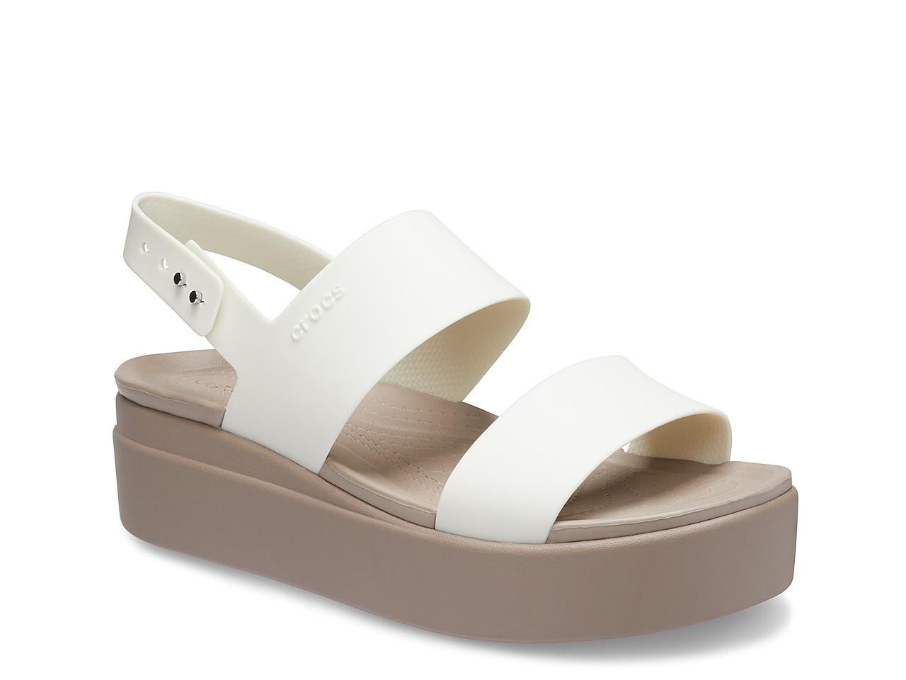 Crocs™ Brooklyn Low Wedge Sandal in White | Lyst