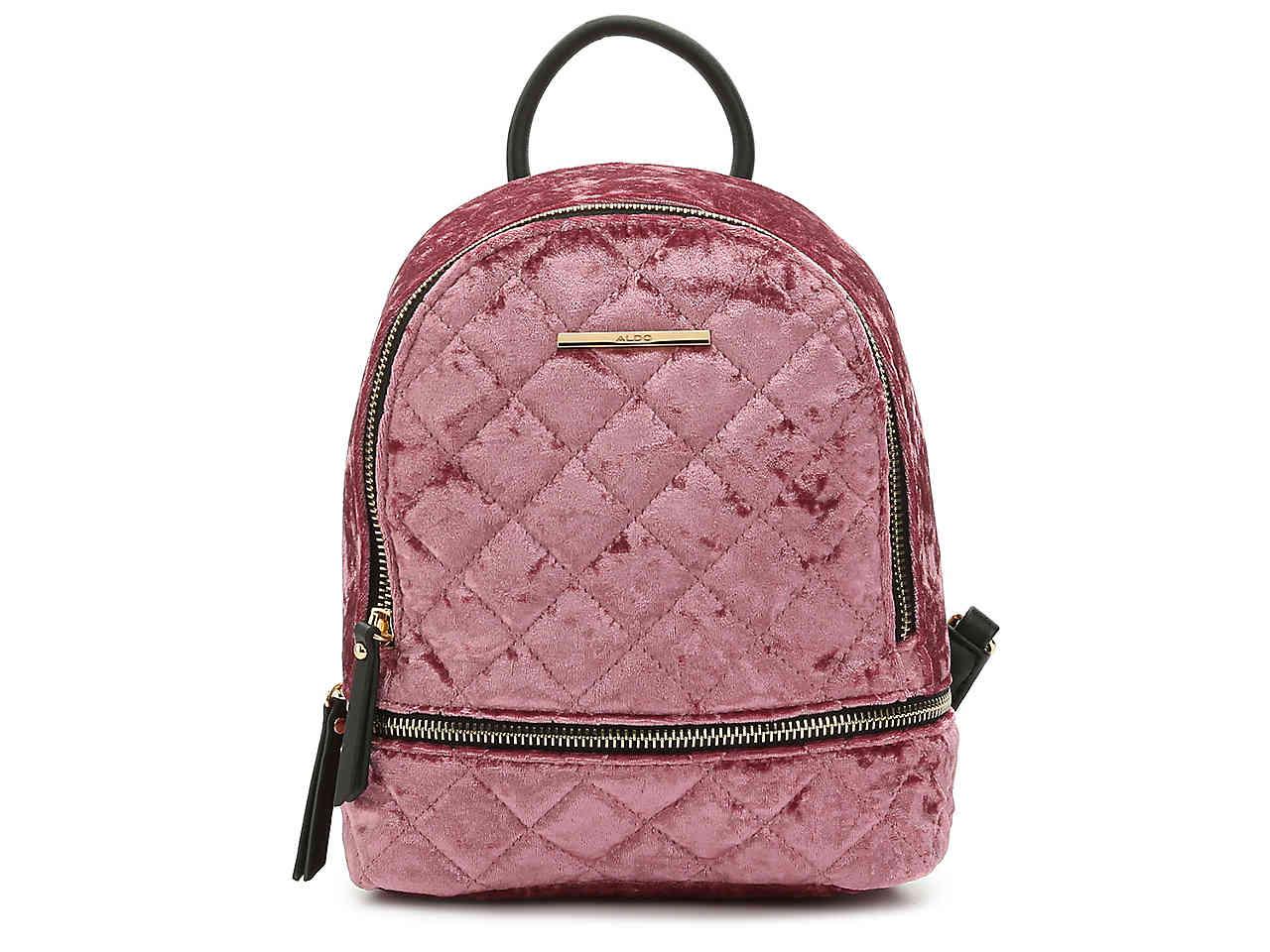 pink velvet mini backpack