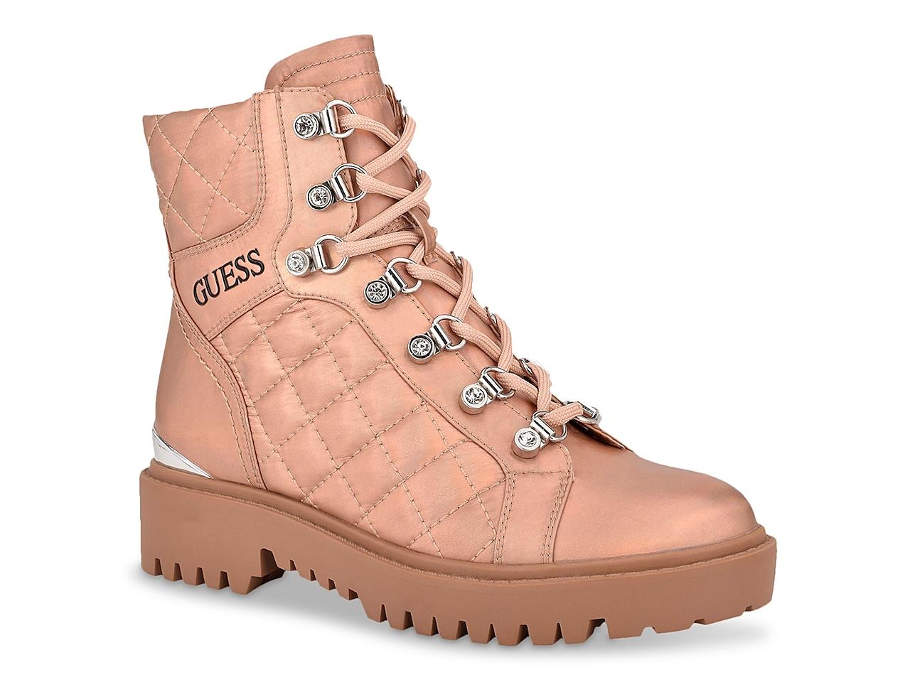 Guess Synthetic Ortela Combat Boot in Rose Gold Metallic (Pink) | Lyst