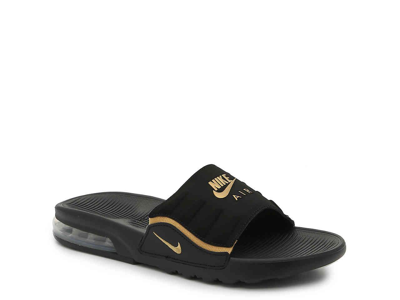 nike black gold slides