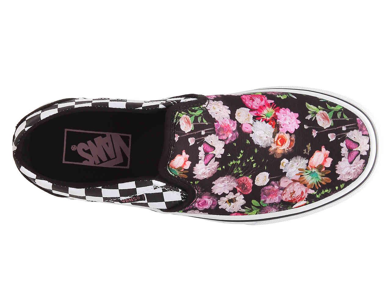vans asher floral checkerboard