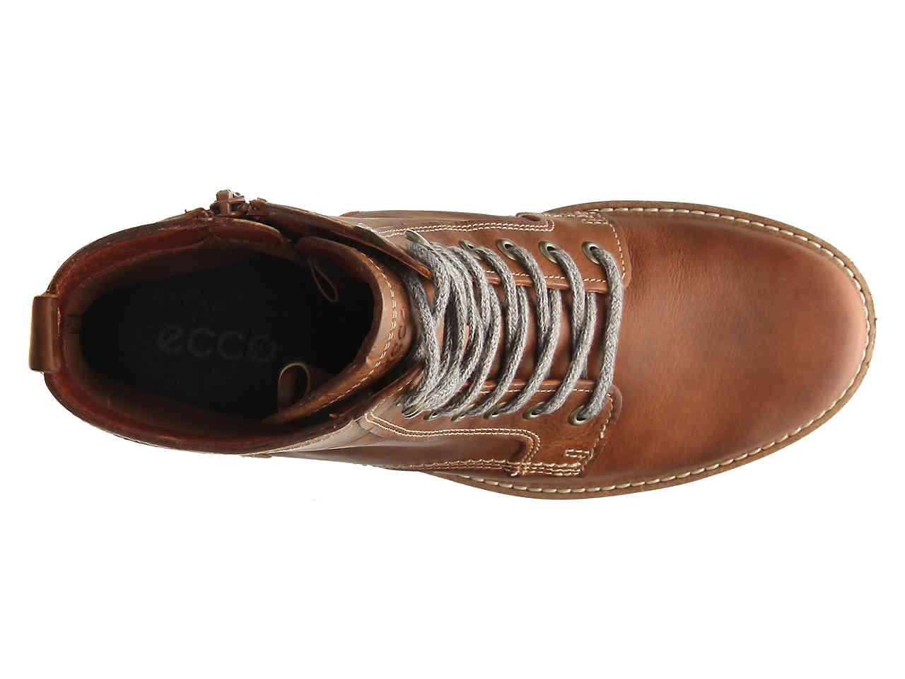 Ecco Leather Elaine Combat Boot in Cognac (Brown) - Lyst