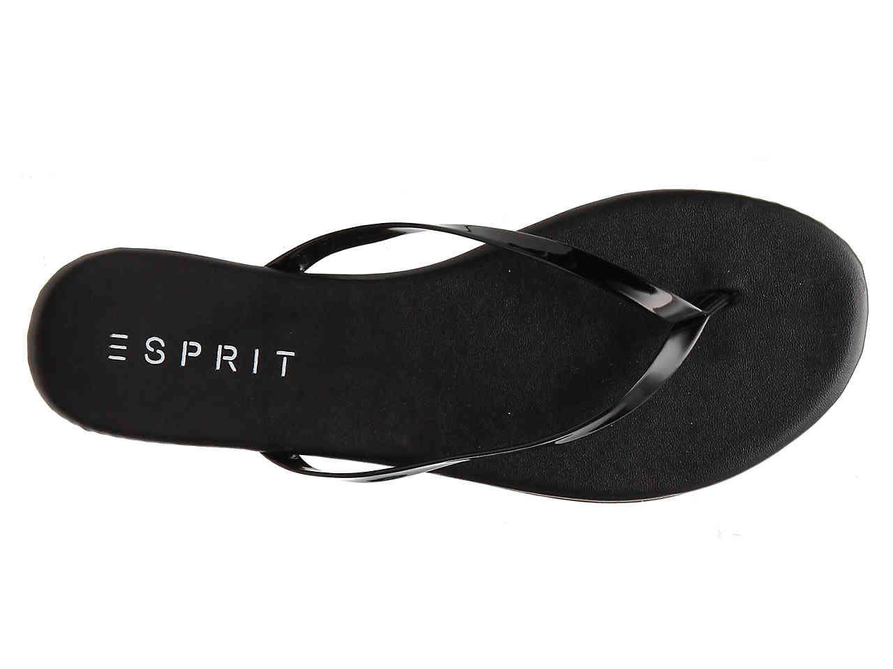 esprit black flip flops
